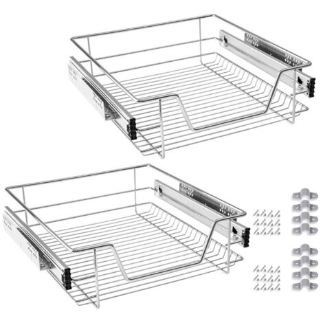 2x Cajón de cocina Cajón telescópico 60cm - Armario extraíble de cocina (60cm)