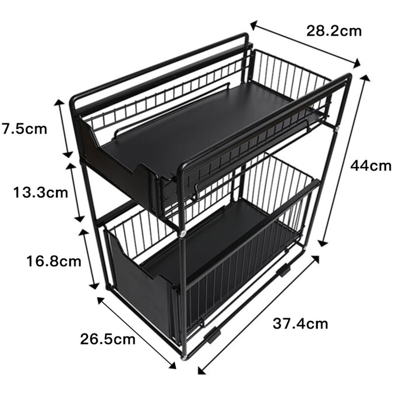 URCheers Organizer per lavello, sotto il lavandino, multifunzionale per efficiente armadio da cucina, frigorifero, organizer per cassetti a 2 ripiani, organizer multiuso per cucina e bagno