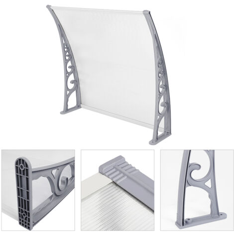 Tettoia Ingresso In Policarbonato - 100x200cm, Alluminio, Trasparente, Anti-Pioggia - Foto 8