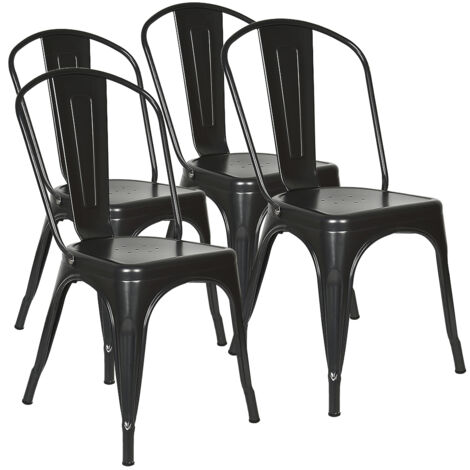 Set di 4,Sedie da pranzo in metallo in Stile Industriale,Stile Vintage,nero,85×46×43cm (1/5)