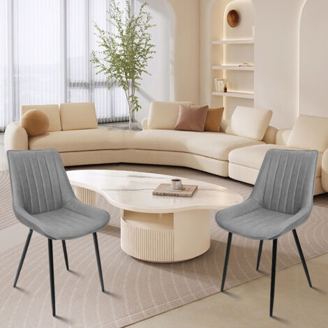 Set di 2 sedie girevoli da pranzo - 61 x 59 x 77,5 cm - Gambe in velluto e ferro - Beige + nero | Leroy Merlin