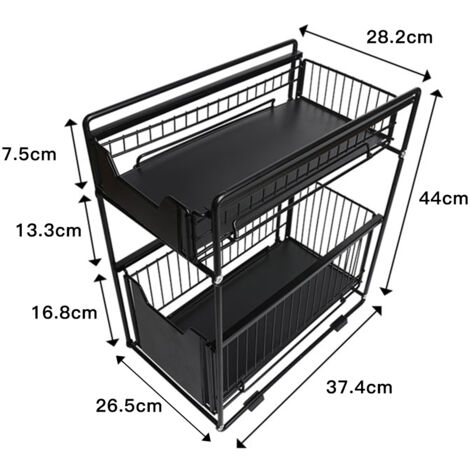 Organizer Sottolavello Cicilyna - 2 Ripiani, Nero, Per Cucina O Bagno, Salvaspazio - Foto 8
