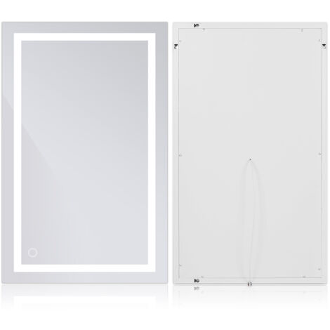 Specchio da bagno 50x70 cm reversibile con luce LED naturale in vetro