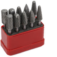 Euroboor RBS.1010 Jeu de Fraises Rotatives Double Tranchant - Tête 10 mm - Arbre 6 mm - 2 x RB.B1006, 2 x RB.C1006, 2 x RB.F1006, 2 x RB.G1006, 2 x RB.L1006