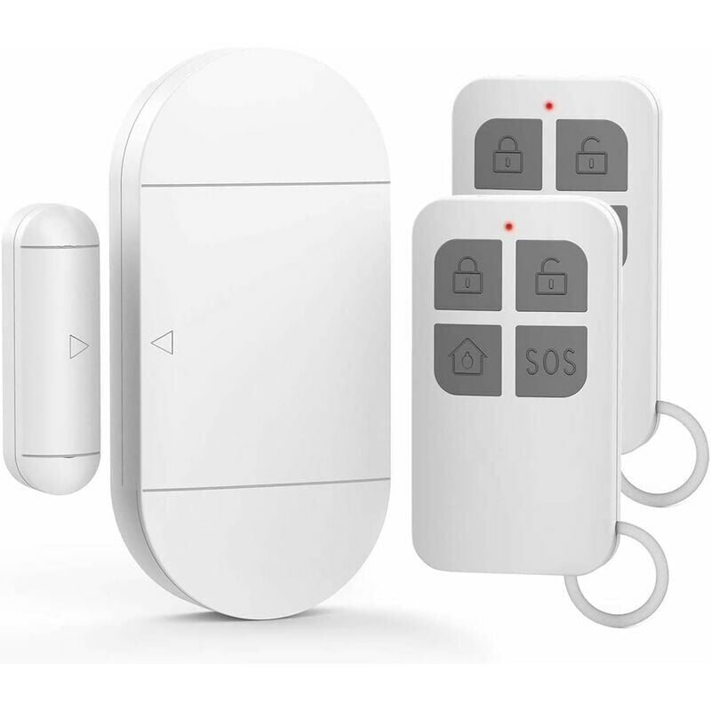 Alarme porte et fenêtre, alarme avec sirène 130dB, 2 télécommandes, facile à installer, alarme maison sans fil