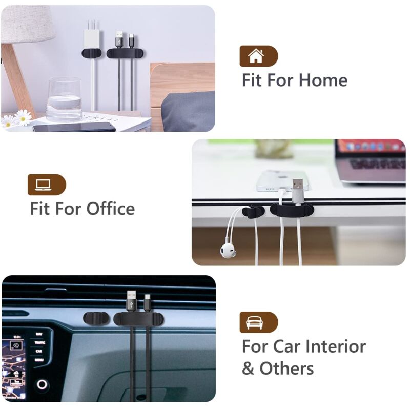 2PCS Clips Câbles Organisateur Bureau,Rangement Bureau,Accessoire