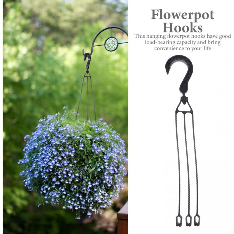 Support De Suspension Pour Pots De Fleurs - Lot De 5 Crochets Noirs En ABS - 35 Cm Ou 40 Cm
