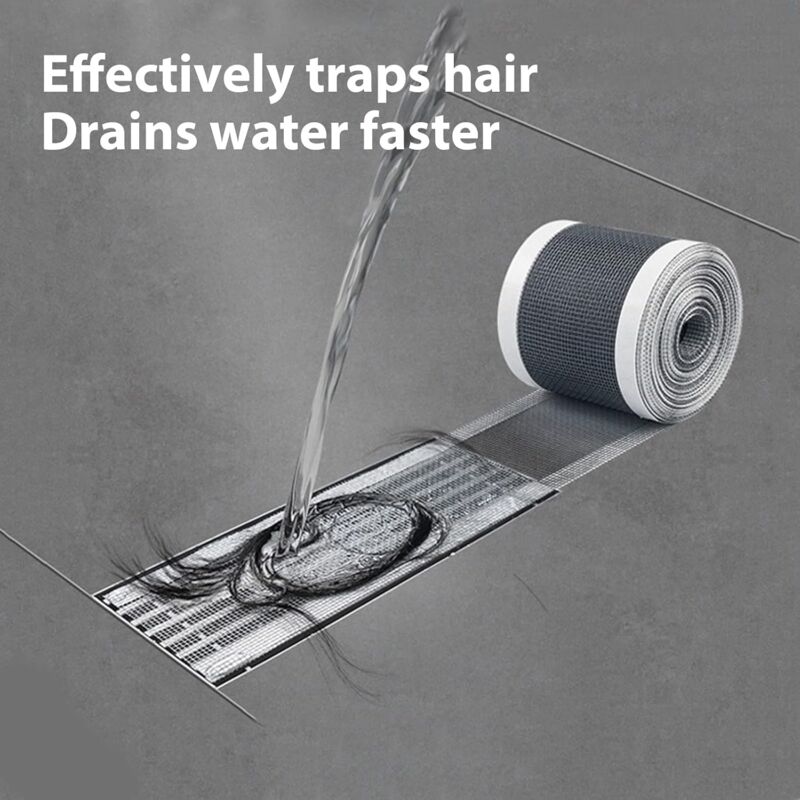 Film Anti-cheveux Adhésif Pour Siphon 10 M X 10 Cm - Découpable, Fibre De Verre - Pour Douche, évier, Baignoire