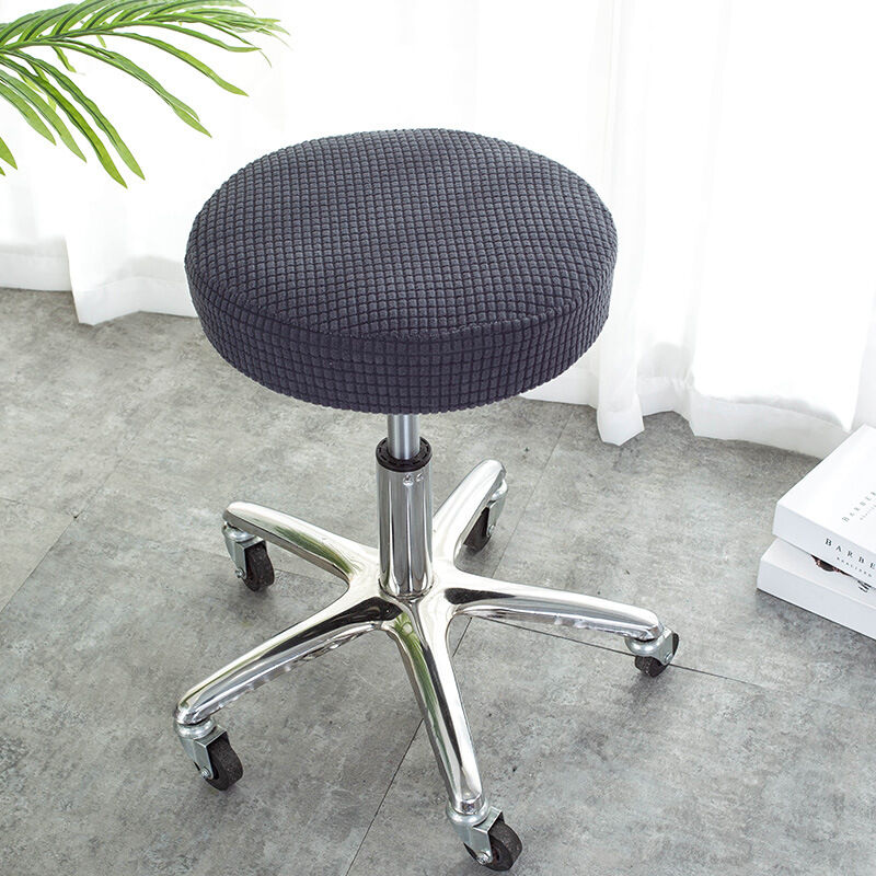 Lkw Ogechi Lot De 2 Housses De Tabouret Extensible Cuisine - Tabouret Bar Rond 35-42 Cm, Gris Foncé Lavable