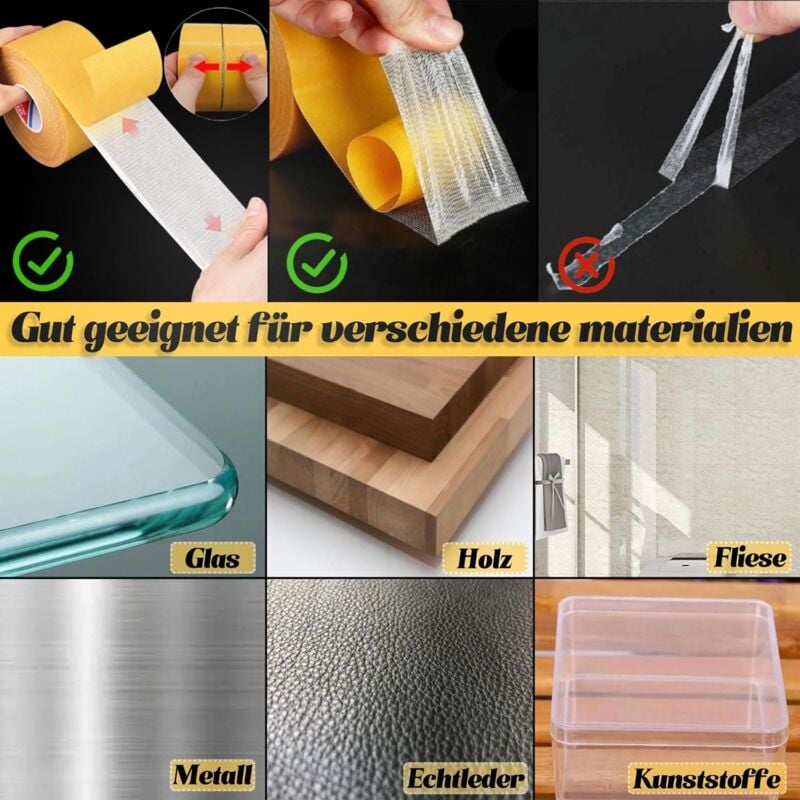 HOODANCOS Lot De 2 Rouleaux De Ruban Adhésif Double Face Double Face