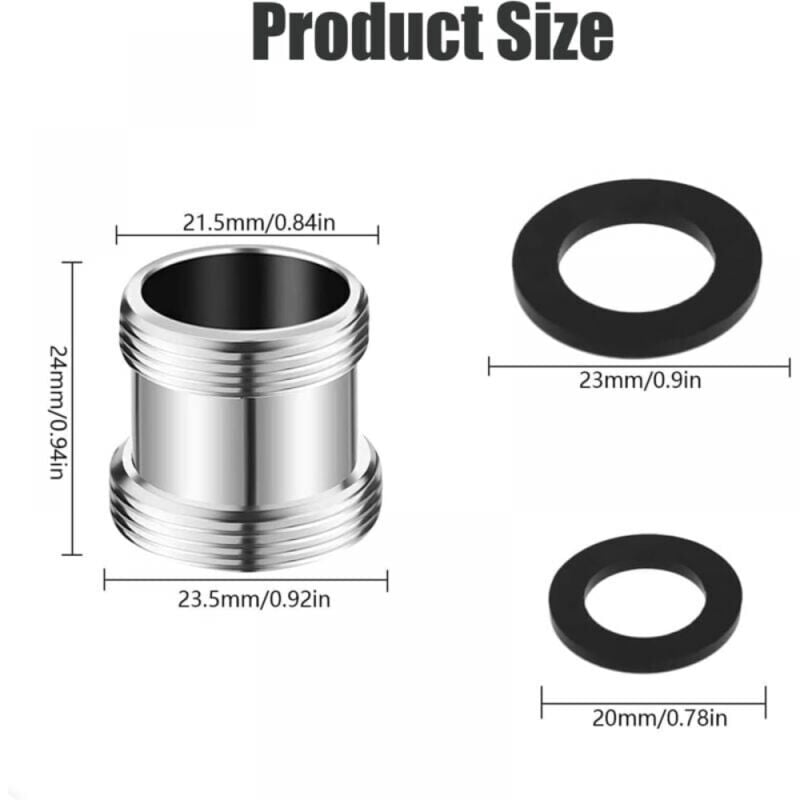 Lot De 2 Adaptateurs De Robinet En Métal, Filetage Mâle De