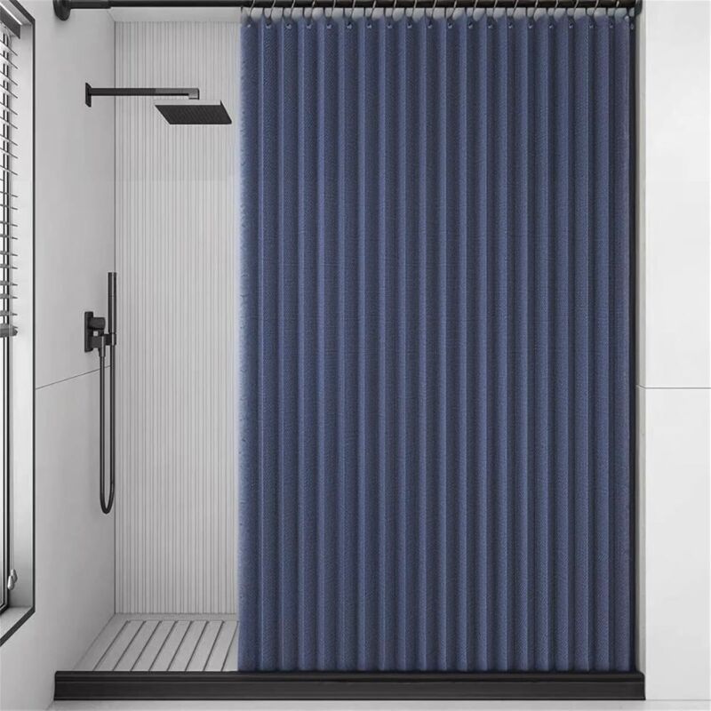 Rideau De Douche Imperméable étoilé – 240x200 Cm – Bleu – Avec Ourlet Lesté Et Crochets Inclus
