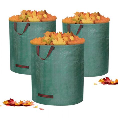 3 x 272L Sac de Jardin Sac de Déchets de Jardin - Autoportante et Pliable - Sacs Poubelle pour Les Déchets de Jardin Feuillage de Pelouse Vert Coupe -Réutilisable (1/5)