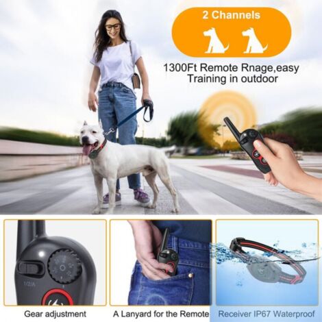 Collier anti-aboiement 2 en 1 avec télécommande - Collier étanche et antichoc, 3 modes d'entraînement, bip, vibration, plage de vibrations 400 m