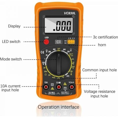 Multimètre Numérique,Multimètre Automatique Numérique,Testeur Electrique Professionnel,Voltmètre/Résistance/Continuité/Diodes Postuler à Laboratoires, Usines