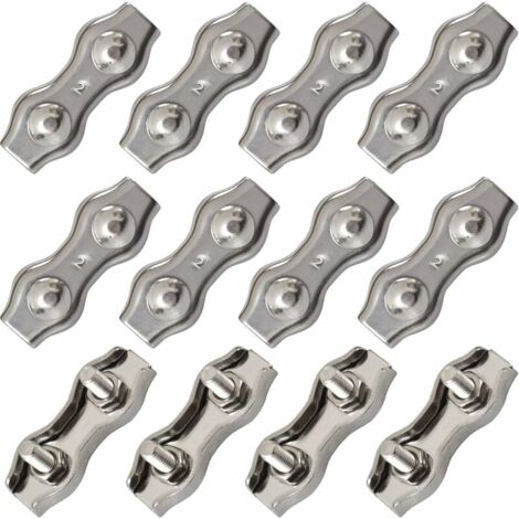 Cyslmuk – Serre-câble duplex en acier inoxydable – 12 pièces pour câbles de 1,5 mm – Haute capacité portante – Installation facile et réutilisable