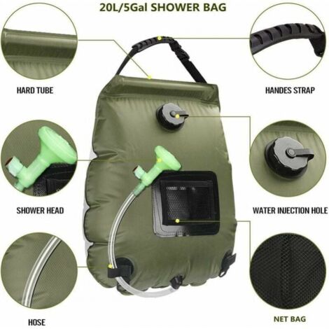 HOARBOEG Sac de Douche Solaire Pliable Extérieur, Sac d'Eau Portable pour la Maison, Douche Extérieure, Séchage au Soleil, Sac de Stockage d'Eau