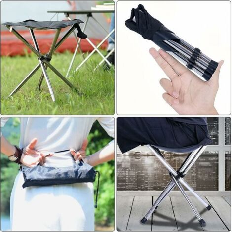 Tabouret Pliant Camping Portable - Supporte 200 Kg - Léger, Avec Sac De Transport - Pour Randonnée, Pêche, Plage