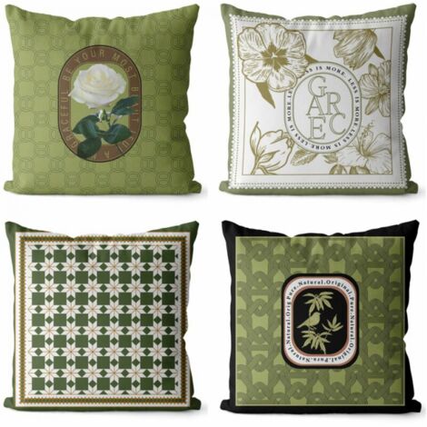 4 Housses Coussin Noel 45x45c Deco Canapé Taie D'oreiller En Lin Et