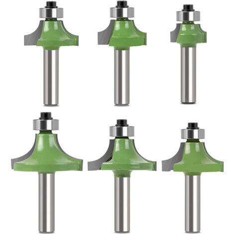 Lot de 6 Fraise Défonceuse à Bois 8 mm, Fraise Quart de Rond avec Tige 8 mm, Fraises pour Défonceuse à Bois, Fraise à Rainurer Arrondi pour le Travail du Bois (1/5)