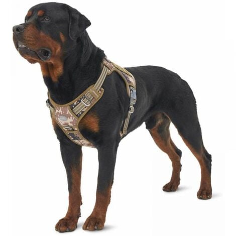 1pc Harnais de Chien Anti Traction, Harnais Tactique Chien Respirant Réglable Facile à Mettre pour Petit Moyen Grand Chien, Gilet Durable Réfléchissant, Matériel Militaire Taille S, Desert Camo
