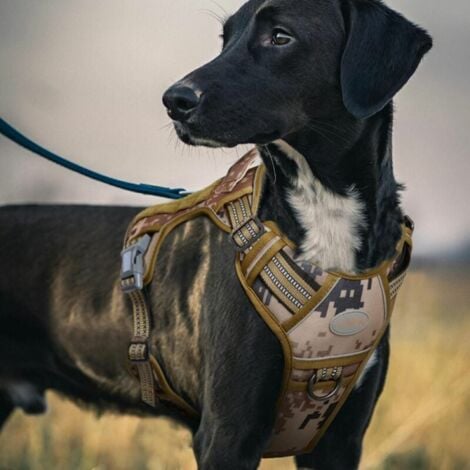 1pc Harnais de Chien Anti Traction, Harnais Tactique Chien Respirant Réglable Facile à Mettre pour Petit Moyen Grand Chien, Gilet Durable Réfléchissant, Matériel Militaire Taille S, Desert Camo