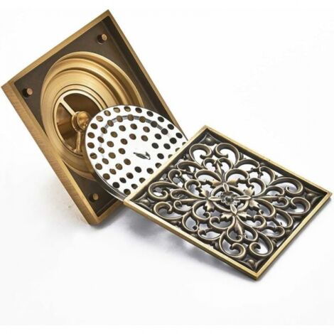 Grille D'Égouttoir Douche En Laiton Antique 10cm - Crépine De Sol Salle De Bain Avec Filtre