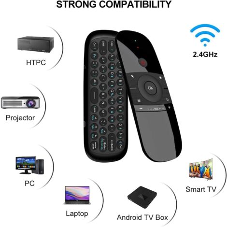 Télécommande Air Mouse Avec Clavier - Gyroscope, Infrarouge, 2,4 GHz - Pour Android TV, PC, Smart TV