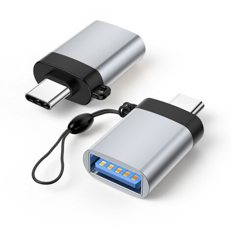 Adaptateur USB C vers USB 3.0 (Pack de 2), Adaptateur USB C Mâle vers USB 3.0 Femelle Compatible avec Téléphone, Ordinateur Portable, PC (Argent) (1/4)