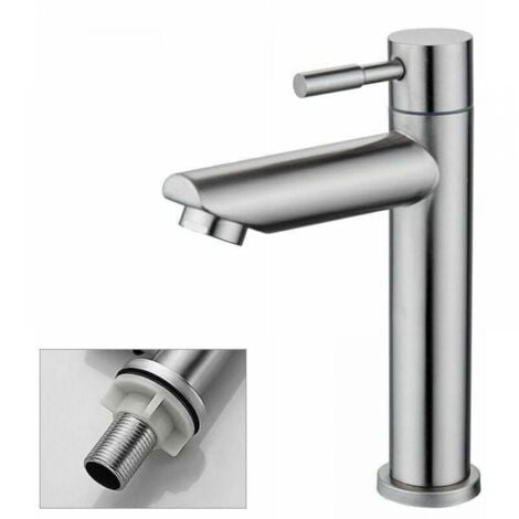 Robinet de salle de bains 1 pièce, robinet d'évier d'eau froide uniquement, robinet de lavage à la main en cuivre chromé durable-robinet lavabo vasque