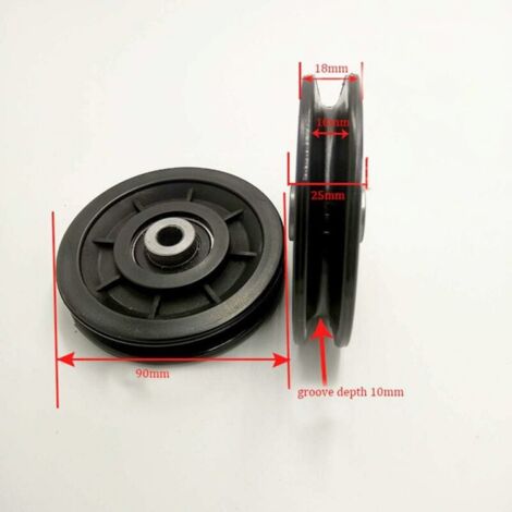 QWORK 4 Pièces Poulies 90mm Nylon Roulement - Charge 450kg Pour Équipements Fitness Et Cordes 7mm