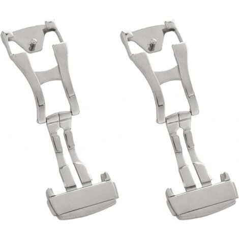 Boucle Montre Bracelet 16mm Triple Poussoirs Boucle Déployante Papillon Pour Bracelet - Largeur 16mm (côté Boucle) / 18mm (bracelet), Acier Inoxydable Broche Diamants - Foto 2