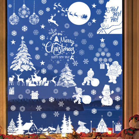 Lot De 9 Autocollants De Noël Pour Fenêtre, Déco Réutilisable, Motifs Festifs, 20x30 Cm