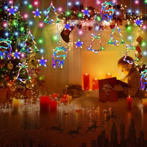 Guirlande Lumineuse Etoiles, Rideau Lumineux Led, 12 Étoiles 138 Leds