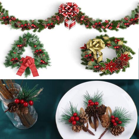 Lot De 60 Brins De Pin Artificiels GIONAR - 17 Cm, Plastique, Pour Guirlandes, Couronnes, Décoration Noël Et Jardin