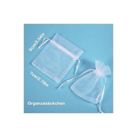 100 Sachets En Organza Blanc 9x12 Cm Avec Cordon De Serrage - Pour Bonbons, Bijoux, Mariage, Cadeaux, Lavande...