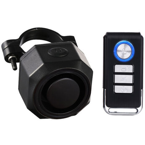 Alarme de vélo avec télécommande sans fil IP55 étanche 113dB USB - Noir