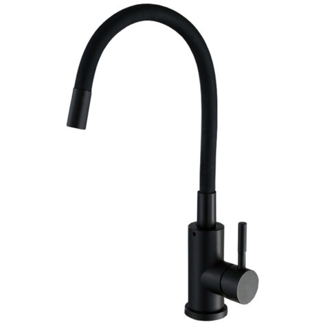 Robinet Cuisine Flexible Robinet avec 2 Types de Jets, Mitigeur Cuisine Rabattable, Flexible Mitigeur Evier avec Eau Chaude et Froide (Noir) (1/4)