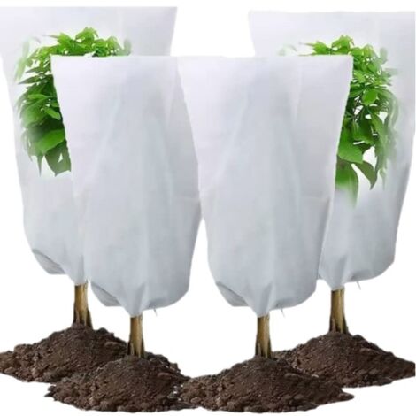 Lot de 4 Housse Hivernage Plante avec Cordon Polypropylème 70g/m² ,80x100cm,blanc (1/5)