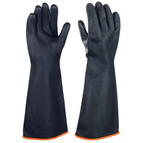 Gants en latex résistant aux produits chimiques gants de protection longs en caoutchouc de sécurité industrielle, gants noirs résistants, 1 paire