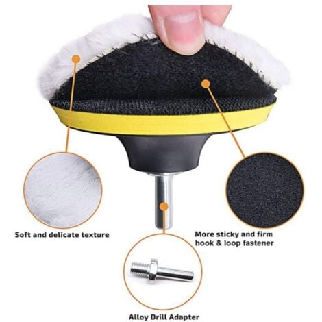 5 Pièces 150mm Tampon de Polissage en Laine, Disque Polissage Éponge de Polissage Pads Kit Polissage Voiture pour avec M14 Foret pour Perceuse pour Polissage de Voiture Meulage Cirage