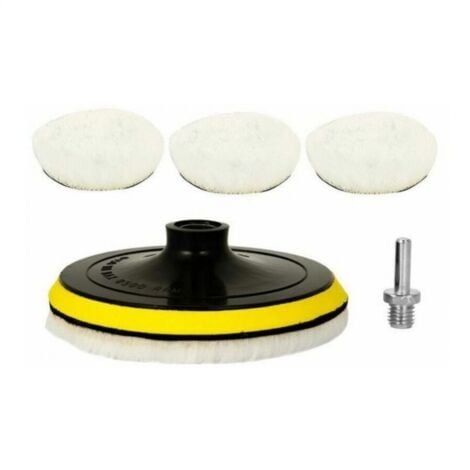 5 Pièces 150mm Tampon de Polissage en Laine, Disque Polissage Éponge de Polissage Pads Kit Polissage Voiture pour avec M14 Foret pour Perceuse pour Polissage de Voiture Meulage Cirage