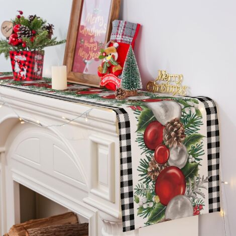 Chemin De Table De Noël à Carreaux De Buffle,décorations Saisonnières D