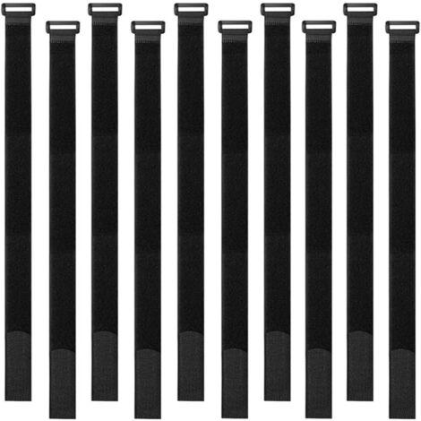 (30 pièces) Attaches de câble noires de 40 cm, attaches de câble réutilisables, attaches de câble à crochets et boucles inversées, attaches à crochets et boucles (1/5)