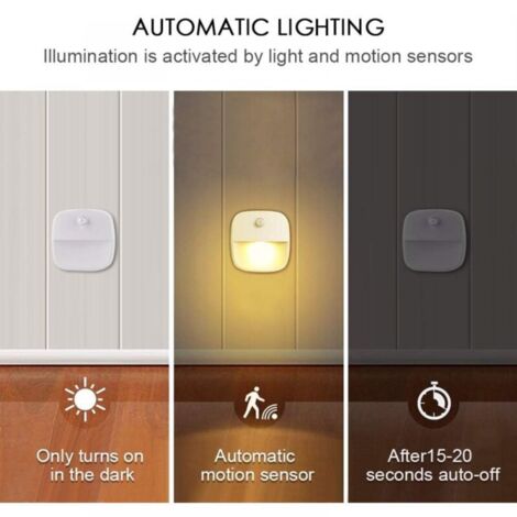 Lampe Détecteur de Mouvement Interieur, Lot de 3 Veilleuse LED Pile, Veilleuse d'escalier Automatiquel Pour Couloir, Chambre, Cuisine, Placard - Blanc Chaud [Classe énergétique A]