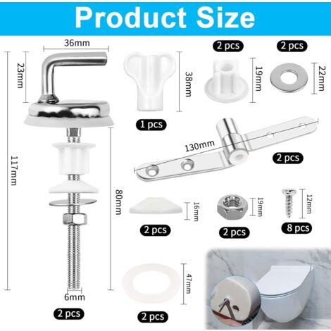 6 Pièces Fixation Abattant WC,Charniere Abattant WC Clipsable,vis Pour Lunettes De Toilette,Abattant WC De Toilettes à Charnière Fixations,Convient Aux Charnières De L'abattant Supérieur Des Toilette