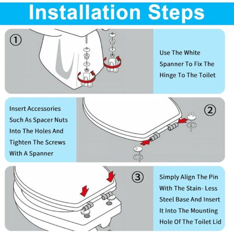 2 Pièces Fixation Abattant Wc De Toilettes À Charnière, Charnières