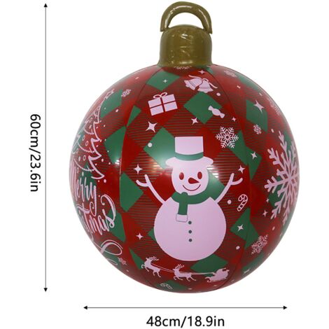 Boule De Noël Gonflable Géante 66 Cm - Or Avec Flocons - Pour Décoration Intérieure Et Extérieure - 11