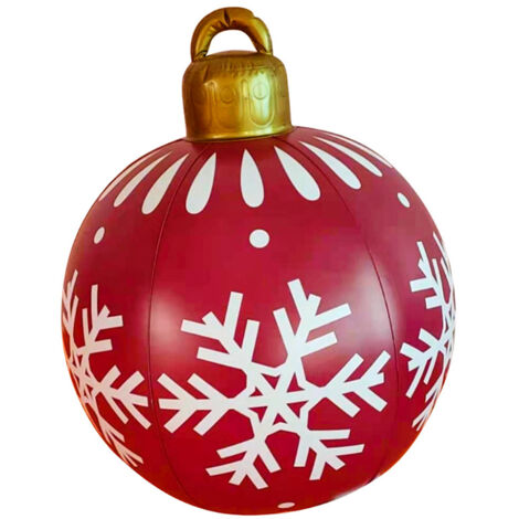 Boule Gonflable Géante De Noël En PVC – Diamètre 60 Cm, Pour Extérieur, Avec Motifs Flocons De Neige Et Messages Festifs