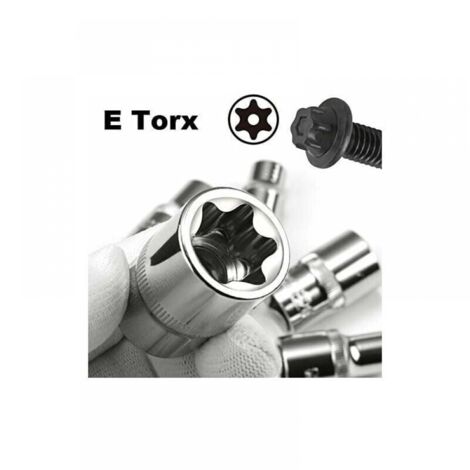 Douille et embout pour clé, Lot de 14 douilles Torx femelles E4-E24 E-Torx hexagonales